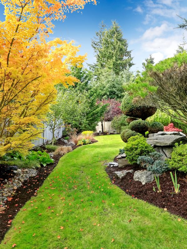 property backyard with landscape design installed zanesville oh